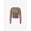 House Of Sunny Womens Leopard Multilayered Stretch-woven Top In Brown