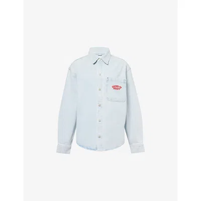 House Of Sunny Womens Light Breeze Take A Trip Embroidered Denim-blend Shirt Xs