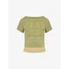 House Of Sunny Womens  Multi-layer Short-sleeve Stretch-mesh Top
