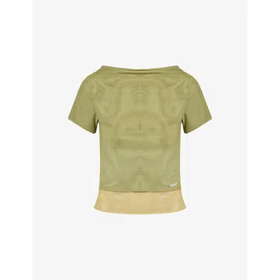 House Of Sunny Womens  Multi-layer Short-sleeve Stretch-mesh Top