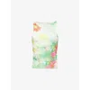 House Of Sunny Womens Multi Cosmos Abstract Floral-print Mesh Top In Multi