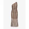 House Of Sunny Womens Multi Leopard Asymmetric Stretch-woven Maxi Dress In Multi