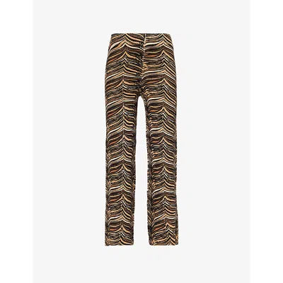 House Of Sunny Womens Lobby Lounge Striped Straight-leg Low-rise Knitted Trousers Multi