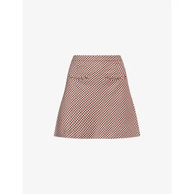 House Of Sunny Womens Multi Wine Marie Check-print Stretch-woven Mini Skirt In Brown