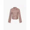 House Of Sunny Womens Multi Wine The Marie Check-print Stretch-woven Jacket In Animal Print