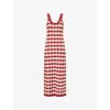 House Of Sunny Womens Picnic Hockney Shoulder-straps Cotton-knit Midi Dress Red