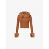 House Of Sunny Womens Toffee Peggy Faux-fur-embellishment Knitted Cardigan