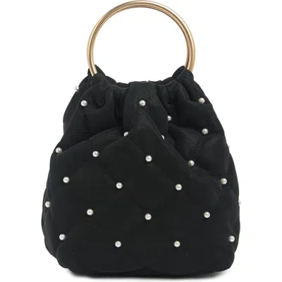 House Of Want Faux Pearl Real One Ring Top Handle Bag In Black