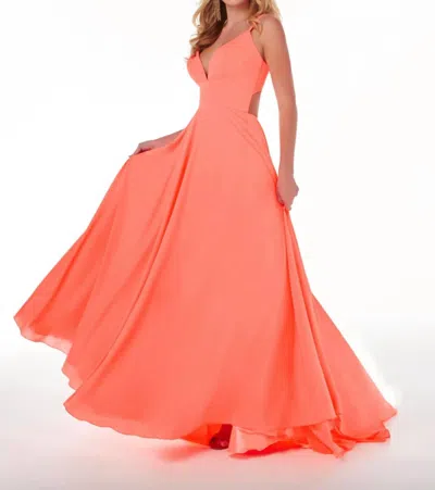 House Of Wu A-line Spaghetti Strap Gown In Neon Coral In Pink