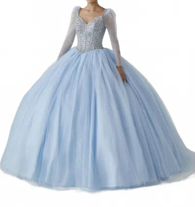 House Of Wu Fiesta Ball Gown In Sky In Blue