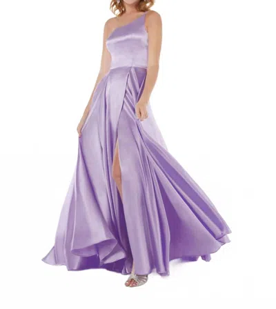 House Of Wu One Shoulder A-line Gown In Lilac In Purple