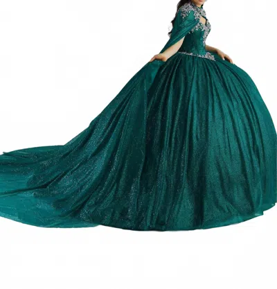 House Of Wu Quince Princess Ball Gown In Evergreen In Green