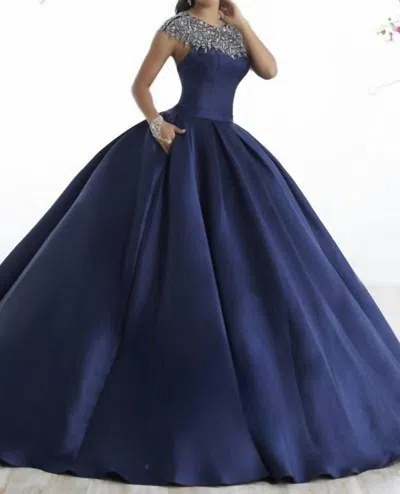 House Of Wu Quinceañera Dress In Navy In Blue