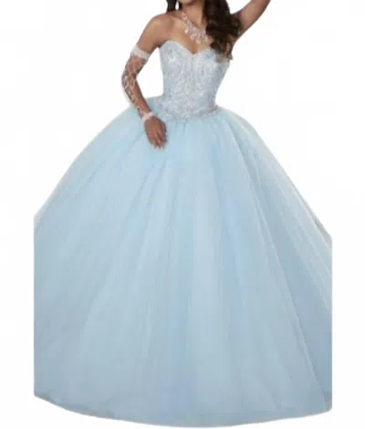 House Of Wu Tulle Ball Gown In Crystal Blue