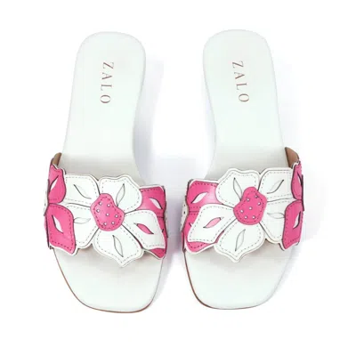 House Of Zalo Women's Flora Slide In White/pink In Multi