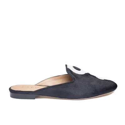 House Of Zalo Women's Yin Yang Calf Hair Mule In Black And White