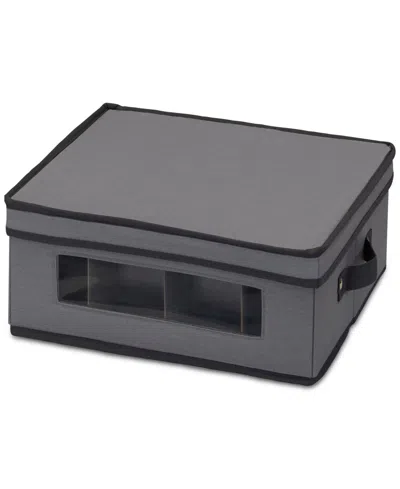Household Essentials 12-compartment China Cup Storage Chest In Gray