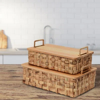 Household Essentials 2piecesolidwoodboxset In Natural