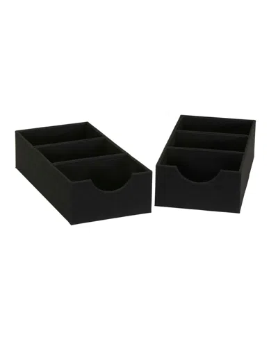 Household Essentials 3-compartment Drawer Organizers Pack Of 2 In Black