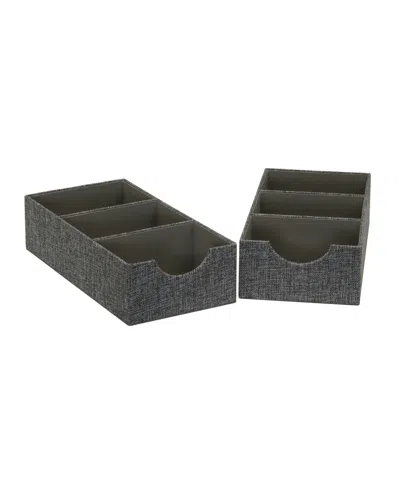 Household Essentials 3-compartment Drawer Organizers Pack Of 2 In Gray