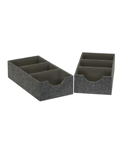 Household Essentials 3-compartment Drawer Organizers Pack Of 2 In Black