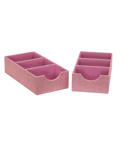 Household Essentials 3-compartment Drawer Organizers Pack Of 2 In Pink