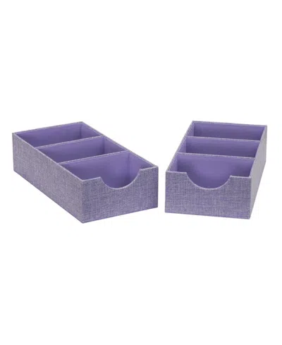 Household Essentials 3-compartment Drawer Organizers Pack Of 2 In Purple