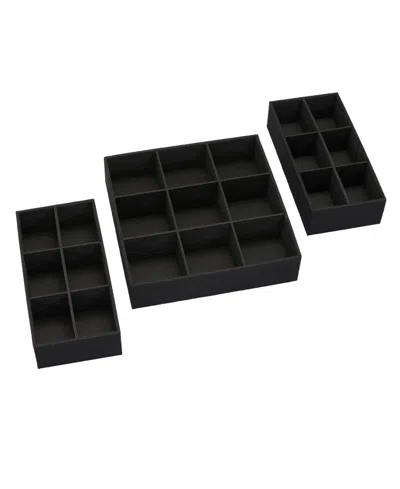 Household Essentials 3 Piece Drawer Organizers Starter Set In Black