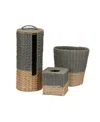 Household Essentials 3-piece Set Wicker Bathroom Accessories Features Toilet Tissue Stand Wastebasket And Tissue Box Cove In Gray