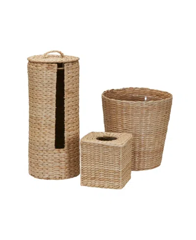 Household Essentials 3-piece Set Wicker Bathroom Accessories In Neutral