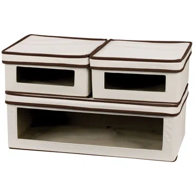 Household Essentials 3pieceplasticcubeorbin In Brown;cream