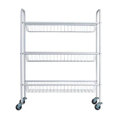 Household Essentials 3-tier Slim Storage Cart, Heavy-duty Steel Frame, Smooth Casters With Locks, Chrome-like Powder Coat In White