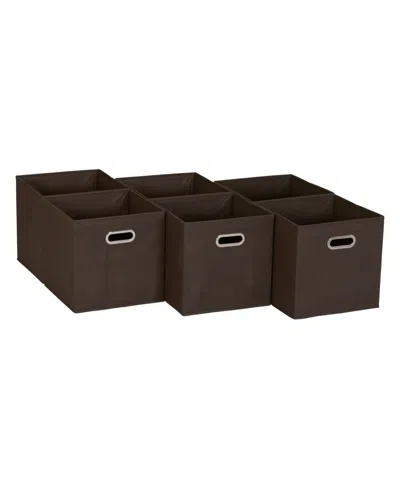 Household Essentials 6 Ct Open Fabric Cube Storage Bins In Brown