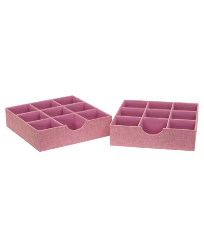Household Essentials 9-compartment Drawer Organizers Pack Of 2 In Pink