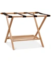 Household Essentials Bamboo Luggage Rack With Tray In Tan