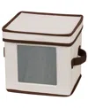 Household Essentials China Plate Storage Box, Salad Plate Storage, Windowed Panel, Stackable And Foldable Frame, Handles In Cream,natural