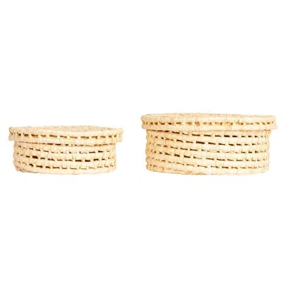 Household Essentials Corn Leaf Spiral Nestable Baskets With Lids In Natural