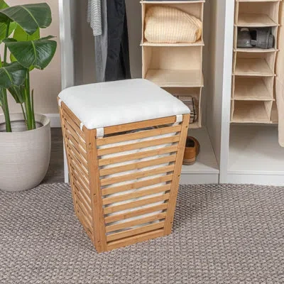 Household Essentials Darcy Bamboo Laundry Hamper In Brown;natural