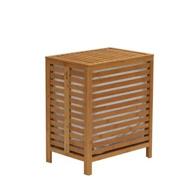 Household Essentials Darcy Bamboo Laundry Hamper, Slated Hamper With Natural Cotton Bag, Removable Bag And Foldable Frame