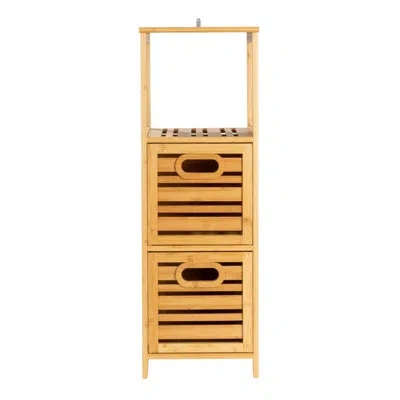 Household Essentials Darcybamboo 3-tier Slatted Shelf With Crates, Natural In Brown;natural