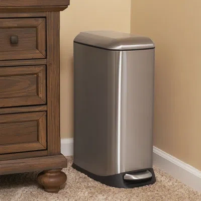 Household Essentials Design Trend Stainless Steel 5 Gallon Step-on Trash Can In Silver