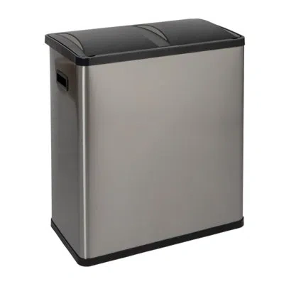 Household Essentials Dual Compartment Trash Can / Large Touchless Trash Can With 30 Liter / 8 Gallon Medium Bins, Stainle In Silver