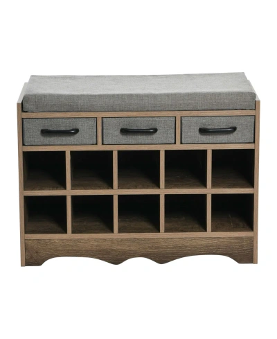 Household Essentials Entryway Shoe Bench With 10 Cubbies In Ashwood