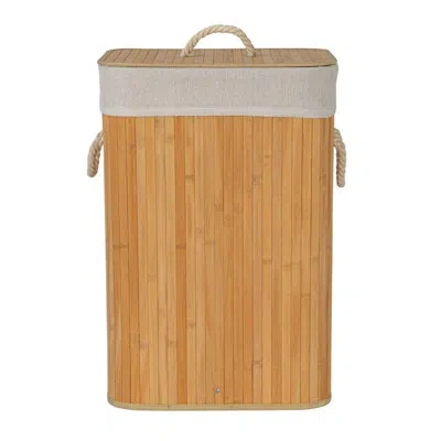 Household Essentials Grove Bamboo Laundry Hamper With Rope Handles, Lid And Removable Machine Washable Laundry Bag, 19-ga In Natural