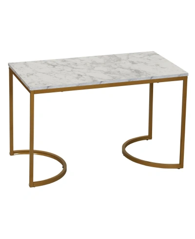 Household Essentials Half-moon Marble Modern Coffee Table In White