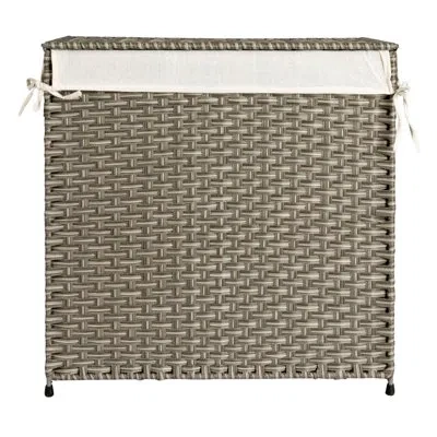 Household Essentials Handwoven Rattan Laundry Hamper In Gray