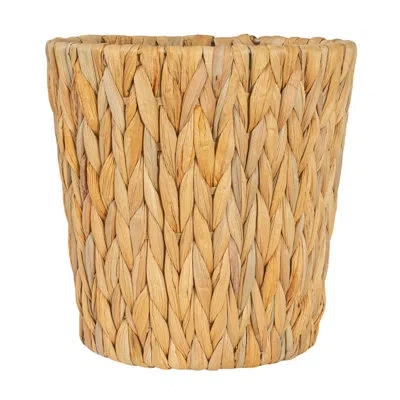 Household Essentials Handwoven Round Water Hyacinth Waste Basket With Plastic Liner, Natural In Brown;natural
