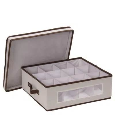 Household Essentials Holiday 12 Compartments China Cup Storage Box In Cream,natural