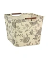 Household Essentials Household Essential Medium Tapered Storage Bin With Wood Handles, Floral In Multi