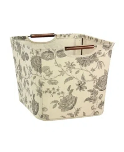 Household Essentials Household Essential Medium Tapered Storage Bin With Wood Handles, Floral In Multi